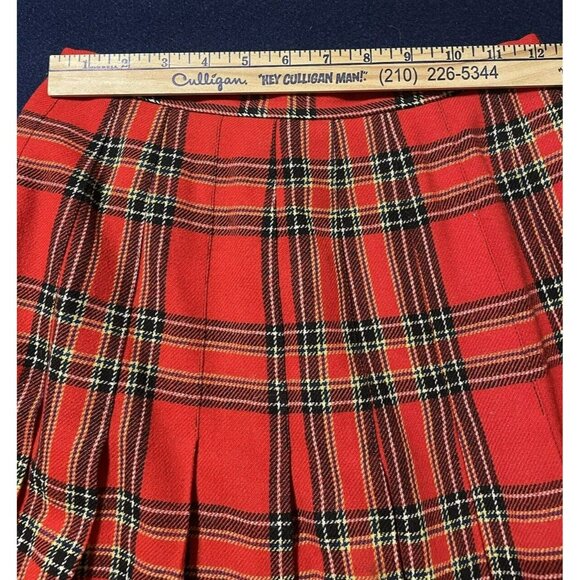 Vintage Young Pendleton Girls Size 11-12 Red Wool Tartan Plaid Pleated Skirt - Picture 10 of 13